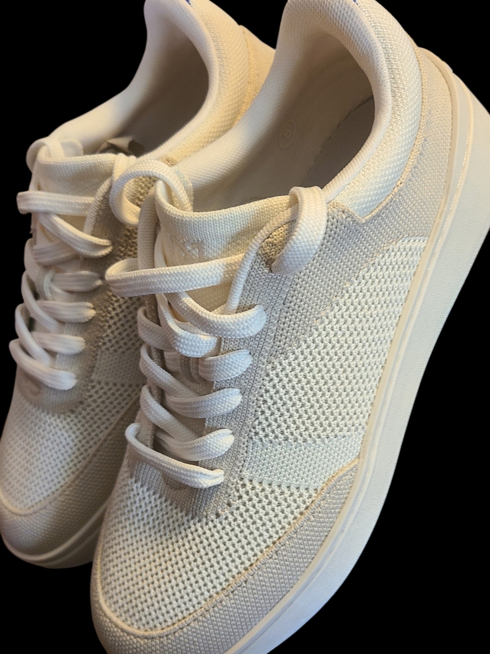 Rothy's Cream Knit Lace-Up Sneakers